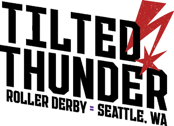 Tilted Thunder Roller Derby logo